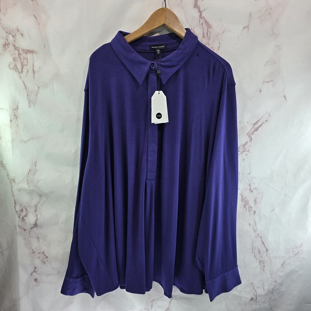 Universal Standard Shirt Womens 6X 34 36 3XL Purple Jersey Button Up Jersey